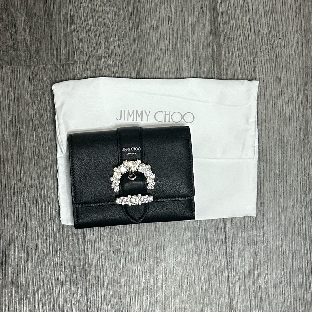 Jimmy Choo Cheri Wallet Authentic Black Leather